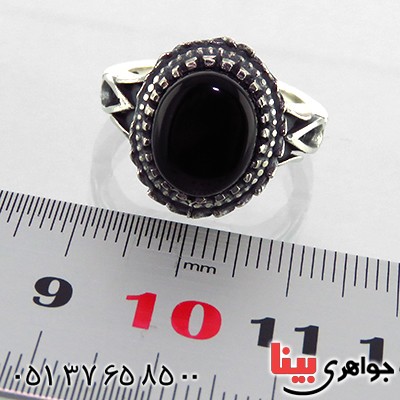 انگشتر عقیق سیاه (اونیکس) مدل شمس _کد:13392