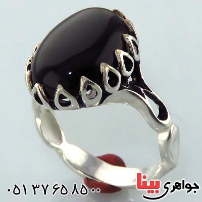 انگشتر عقیق سیاه (اونیکس) مردانه دور اشک _کد:13403