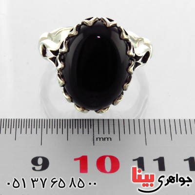 انگشتر عقیق سیاه (اونیکس) مردانه دور اشک _کد:13403