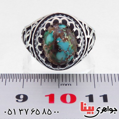 انگشتر فیروزه نیشابوری شجری مردانه اسلیمی _کد:13405