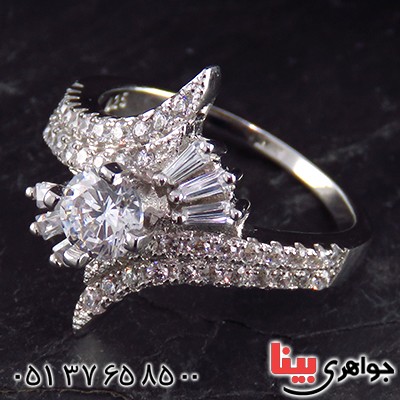 انگشتر نقره سولیتر زنانه رودیوم مدل شیلا _کد:13406