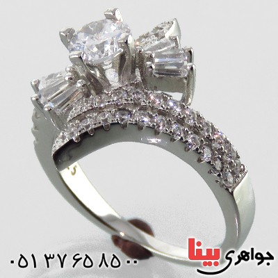 انگشتر نقره سولیتر زنانه رودیوم مدل شیلا _کد:13406
