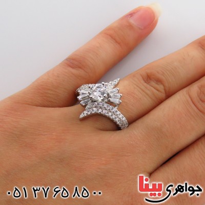 انگشتر نقره سولیتر زنانه رودیوم مدل شیلا _کد:13406