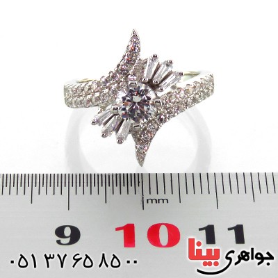 انگشتر نقره سولیتر زنانه رودیوم مدل شیلا _کد:13406