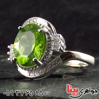 انگشتر زبرجد زنانه رودیوم مدل نینا _کد:13408