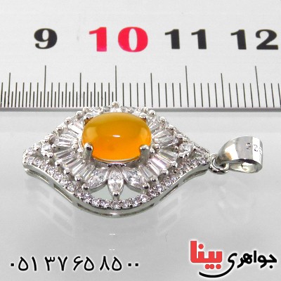 گردنبند عقیق شرف الشمس زنانه رودیوم مدل آوا _کد:13414