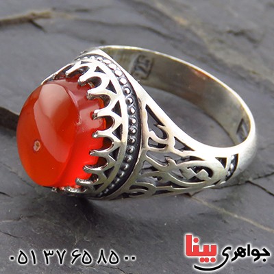 انگشتر عقیق یمنی مردانه تک خال یا علی قرینه _کد:13424