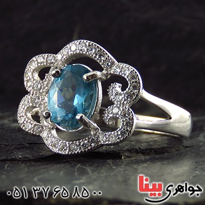 انگشتر توپاز زنانه رودیوم مدل مهرسا _کد:13425