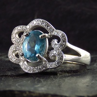 انگشتر توپاز زنانه رودیوم مدل مهرسا 