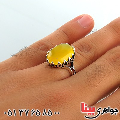 انگشتر عقیق شرف الشمس مردانه دور اشکی _کد:13427