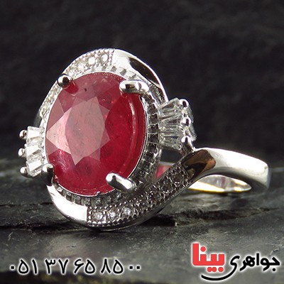 انگشتر یاقوت سرخ زلال زنانه رودیوم مدل صبا _کد:13439