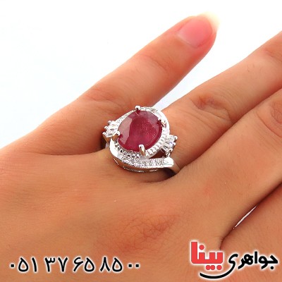 انگشتر یاقوت سرخ زلال زنانه رودیوم مدل صبا _کد:13439