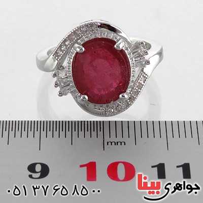 انگشتر یاقوت سرخ زلال زنانه رودیوم مدل صبا _کد:13439