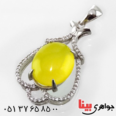 گردنبند عقیق شرف الشمس زنانه رودیوم مدل دلسا _کد:13440