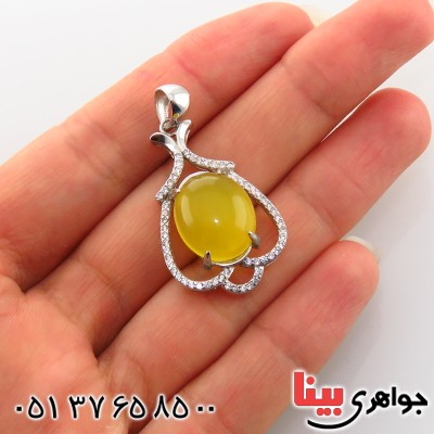 گردنبند عقیق شرف الشمس زنانه رودیوم مدل دلسا _کد:13440