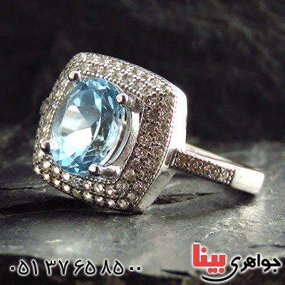 انگشتر توپاز زنانه رودیوم مدل نیایش _کد:13446