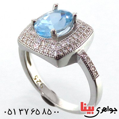 انگشتر توپاز زنانه رودیوم مدل نیایش _کد:13446