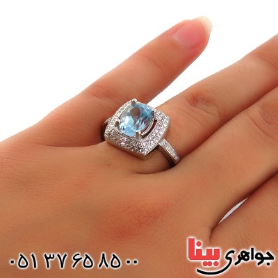 انگشتر توپاز زنانه رودیوم مدل نیایش _کد:13446
