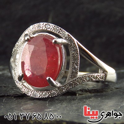 انگشتر یاقوت سرخ زنانه رودیوم مدل رخشان _کد:13454