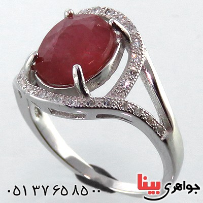 انگشتر یاقوت سرخ زنانه رودیوم مدل رخشان _کد:13454