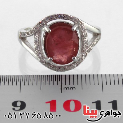 انگشتر یاقوت سرخ زنانه رودیوم مدل رخشان _کد:13454