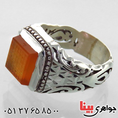 انگشتر عقیق یمنی مردانه هفت شرف ضابطی (اصل) _کد:1845