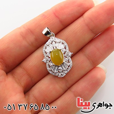 گردنبند عقیق شرف الشمس زنانه رودیوم مدل نیوشا _کد:13459