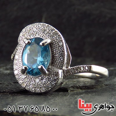 انگشتر توپاز زنانه رودیوم مدل سارا _کد:13468
