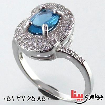 انگشتر توپاز زنانه رودیوم مدل سارا _کد:13468