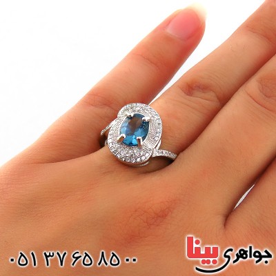 انگشتر توپاز زنانه رودیوم مدل سارا _کد:13468