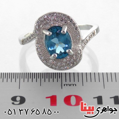 انگشتر توپاز زنانه رودیوم مدل سارا _کد:13468