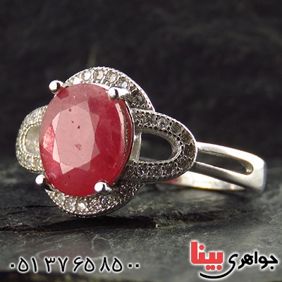 انگشتر یاقوت سرخ زنانه رودیوم مدل مهسان _کد:13473