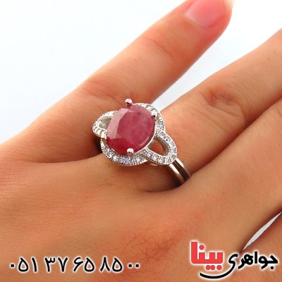 انگشتر یاقوت سرخ زنانه رودیوم مدل مهسان _کد:13473
