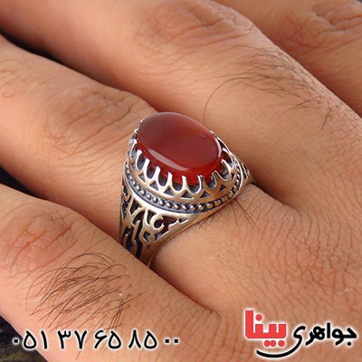 انگشتر عقیق یمنی مردانه علی ولی الله _کد:13475
