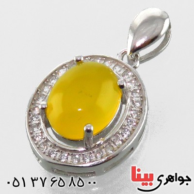 گردنبند عقیق شرف الشمس زنانه رودیوم مدل دیبا _کد:13479