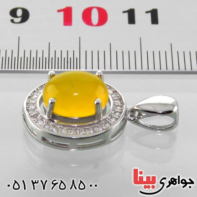 گردنبند عقیق شرف الشمس زنانه رودیوم مدل دیبا _کد:13479