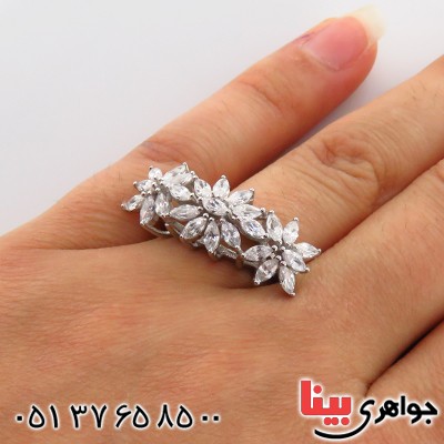 انگشتر نقره زنانه رودیوم مدل سمن _کد:13481