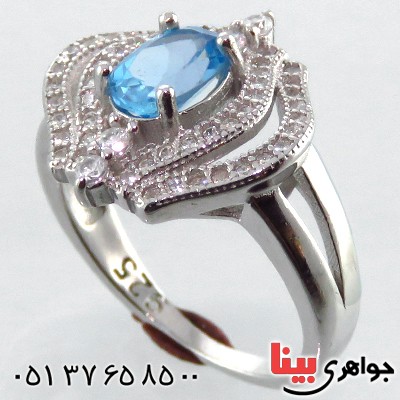 انگشتر توپاز زنانه رودیوم مدل مهوش _کد:13486