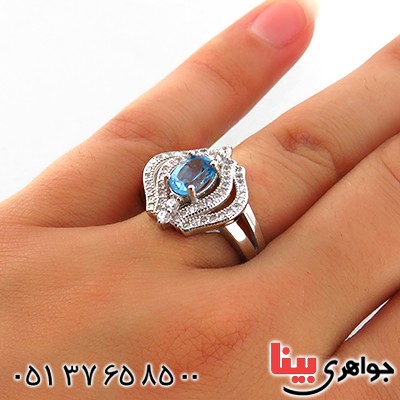 انگشتر توپاز زنانه رودیوم مدل مهوش _کد:13486