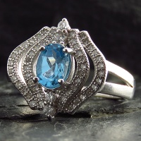 انگشتر توپاز زنانه رودیوم مدل مهوش 