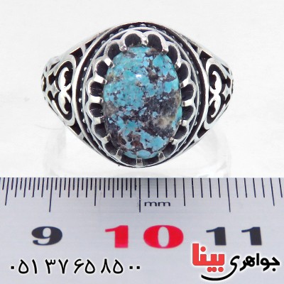 انگشتر فیروزه نیشابوری شجری مردانه اسلیمی _کد:13487
