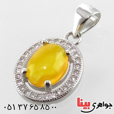 گردنبند عقیق شرف الشمس زنانه رودیوم مدل سونیا _کد:13488