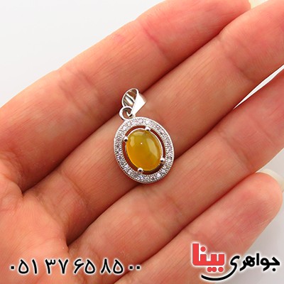 گردنبند عقیق شرف الشمس زنانه رودیوم مدل سونیا _کد:13488