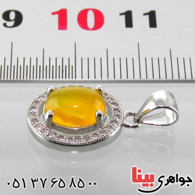 گردنبند عقیق شرف الشمس زنانه رودیوم مدل سونیا _کد:13488