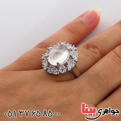 انگشتر در نجف زنانه درشت رودیوم مدل مهشاد _کد:13492