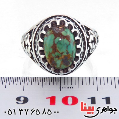 انگشتر فیروزه نیشابوری شجری مردانه اسلیمی خاص _کد:13494