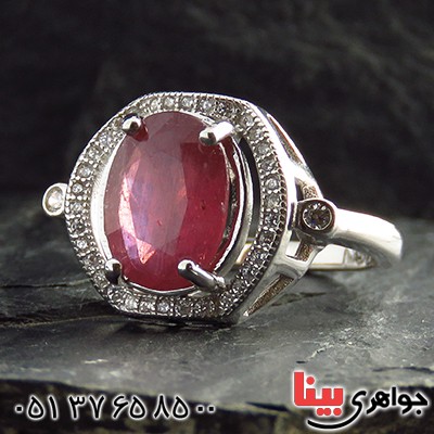 انگشتر یاقوت سرخ زلال زنانه رودیوم مدل رها _کد:13495