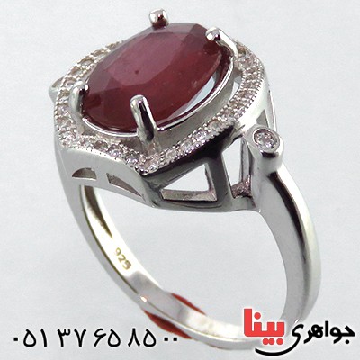 انگشتر یاقوت سرخ زلال زنانه رودیوم مدل رها _کد:13495