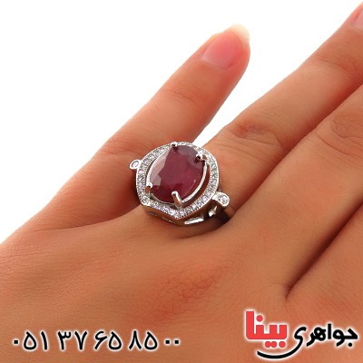 انگشتر یاقوت سرخ زلال زنانه رودیوم مدل رها _کد:13495