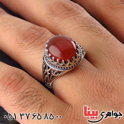 انگشتر عقیق یمنی مردانه یا علی قرینه _کد:13497